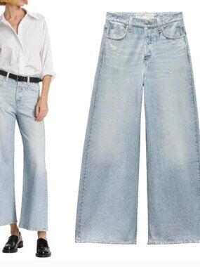 rag & bone Miramar Sofie Ankle Wide Leg Terry Sweatpant Meadowlblue Jeans NWT